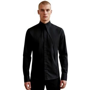 MINOAR Infinity Collar Shirt Size M 100% Cotton Long Sleeves
